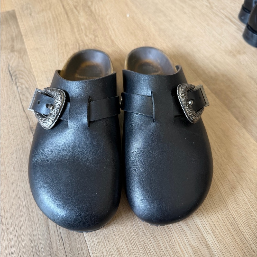 Saint Laurent Jimmy Clog Mules Black Silver Buckle - Picture 6 of 7